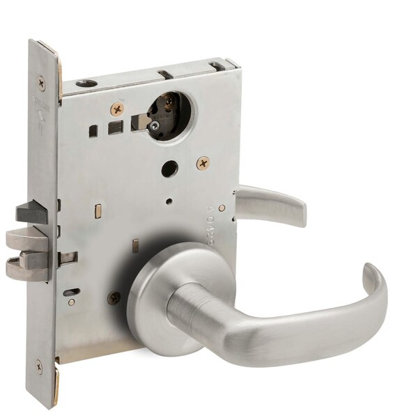 Schlage Grade 1 Classroom Mortise Lock, Less Cylinder, 17 Lever, B Rose, Satin Chrome Fnsh, Field Reversible L9070L 17B 626 - main